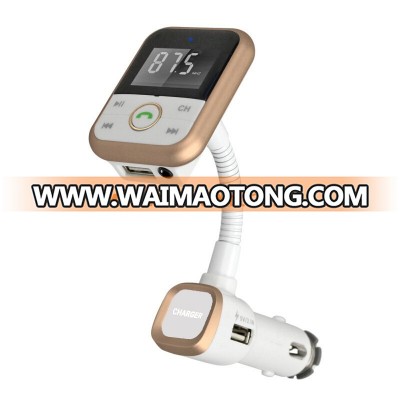 Free Sample Wholesale Bluetooth 4.0 handfree car kit with FM transmitter 2.1A USB Car charge